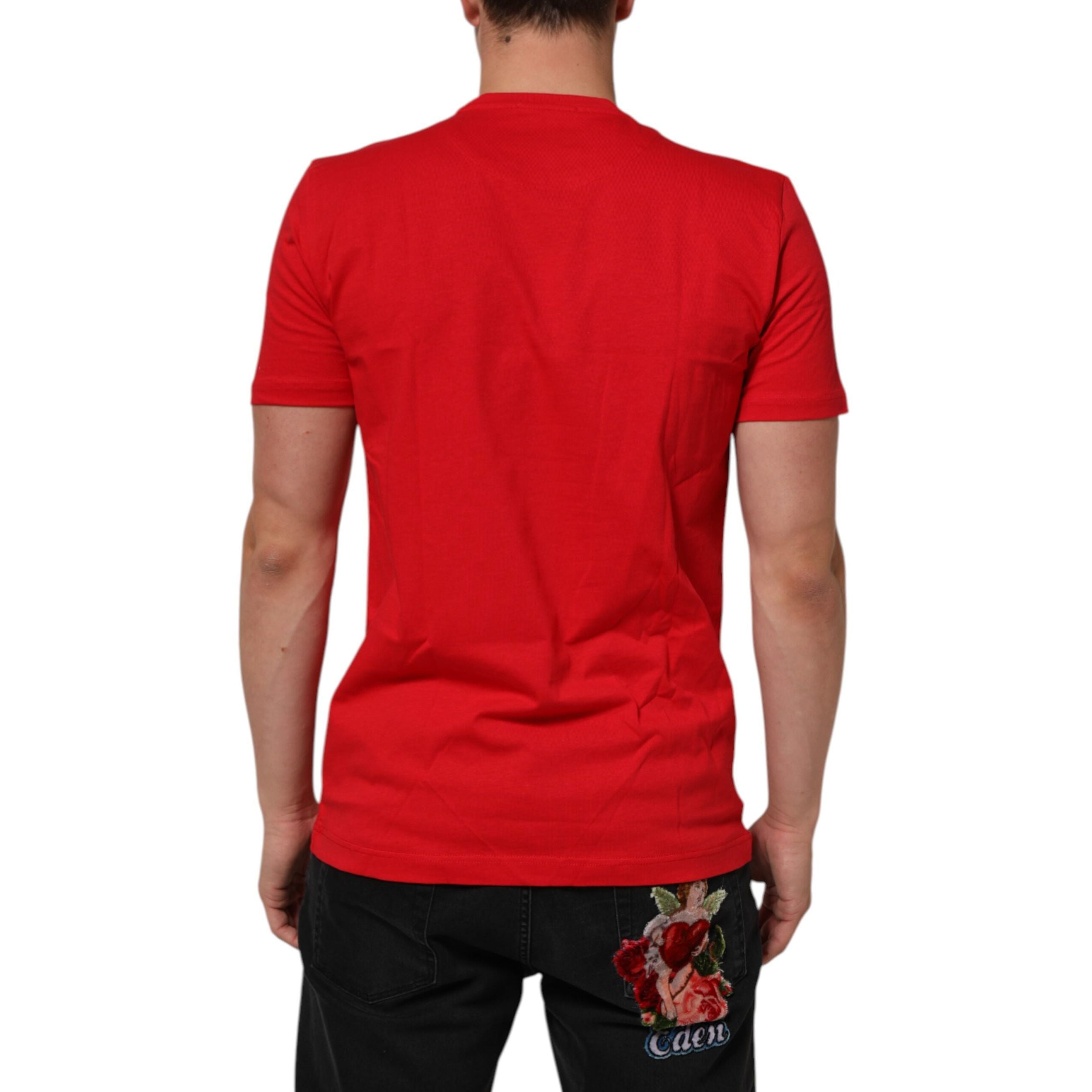 T-shirt Girocollo in Cotone Dolce & Gabbana Goodluck Rosso 2023
