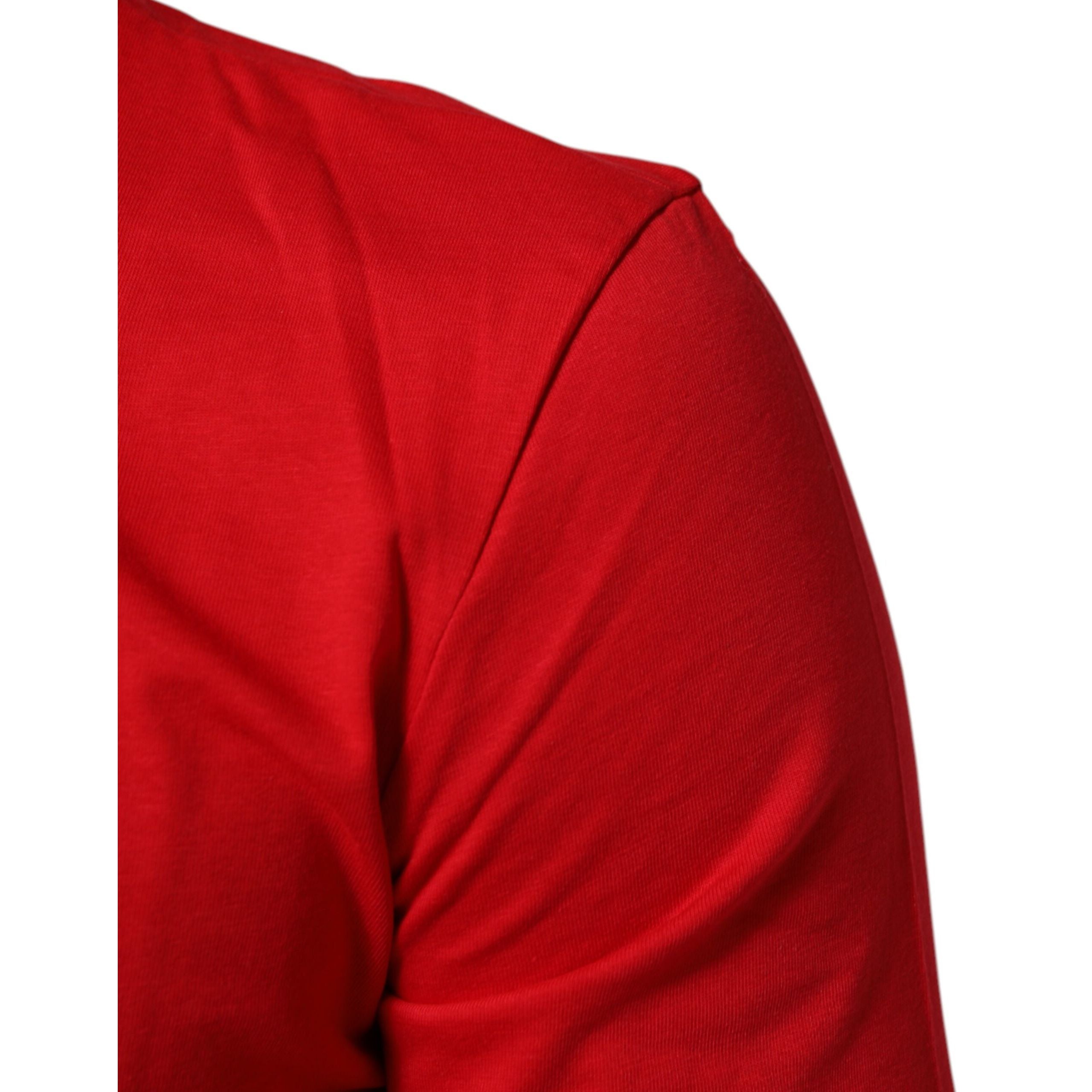 T-shirt Girocollo in Cotone Dolce & Gabbana Goodluck Rosso 2023