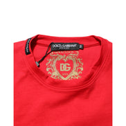 T-shirt Girocollo in Cotone Dolce & Gabbana Goodluck Rosso 2023