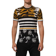 Dolce & Gabbana Multicolor Leopard Palm Leaf Crew Neck T-shirt