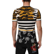 Dolce & Gabbana Multicolor Leopard Palm Leaf Crew Neck T-shirt