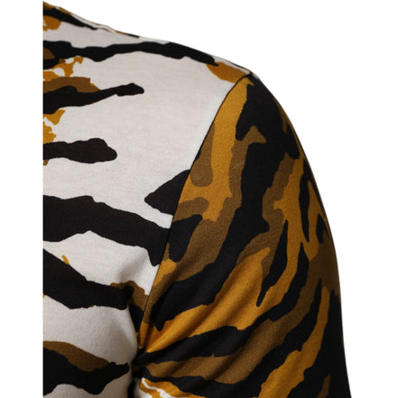 Dolce & Gabbana Multicolor Leopard Palm Leaf Crew Neck T-shirt