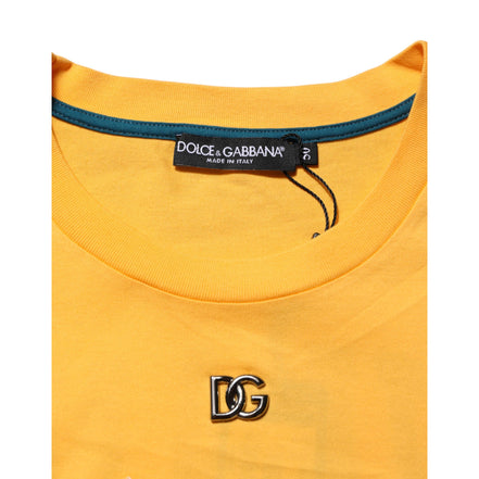 T-shirt girocollo Dolce & Gabbana in cotone a fantasia floreale Secret Garden gialla