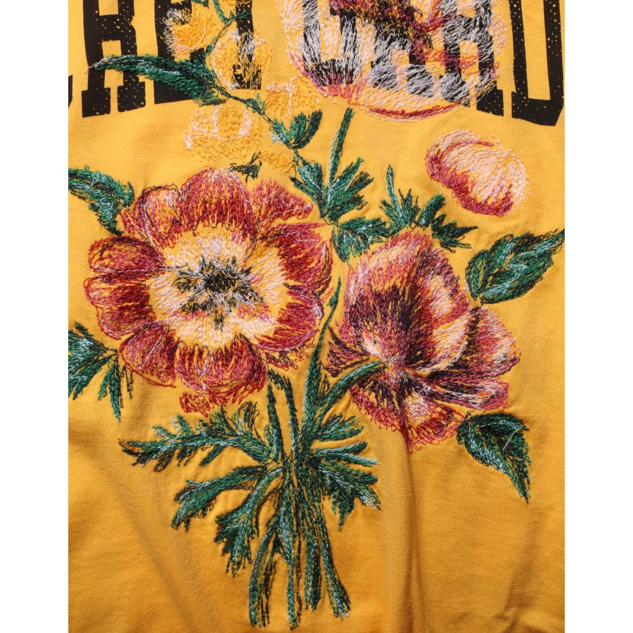 T-shirt girocollo Dolce & Gabbana in cotone a fantasia floreale Secret Garden gialla