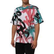 T-shirt Girocollo a Maniche Corte Dolce & Gabbana Bianca Graffiti