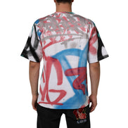 T-shirt Girocollo a Maniche Corte Dolce & Gabbana Bianca Graffiti