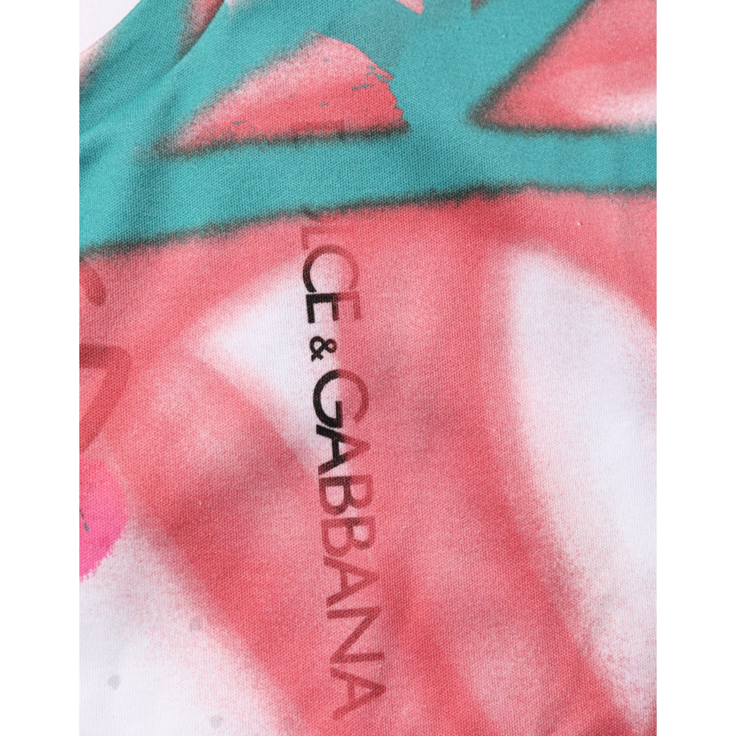 T-shirt Girocollo a Maniche Corte Dolce & Gabbana Bianca Graffiti