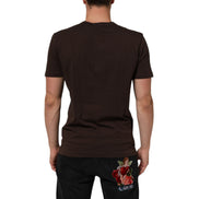 Dolce & Gabbana Brown Coin Laurel Print Crew Neck T-shirt