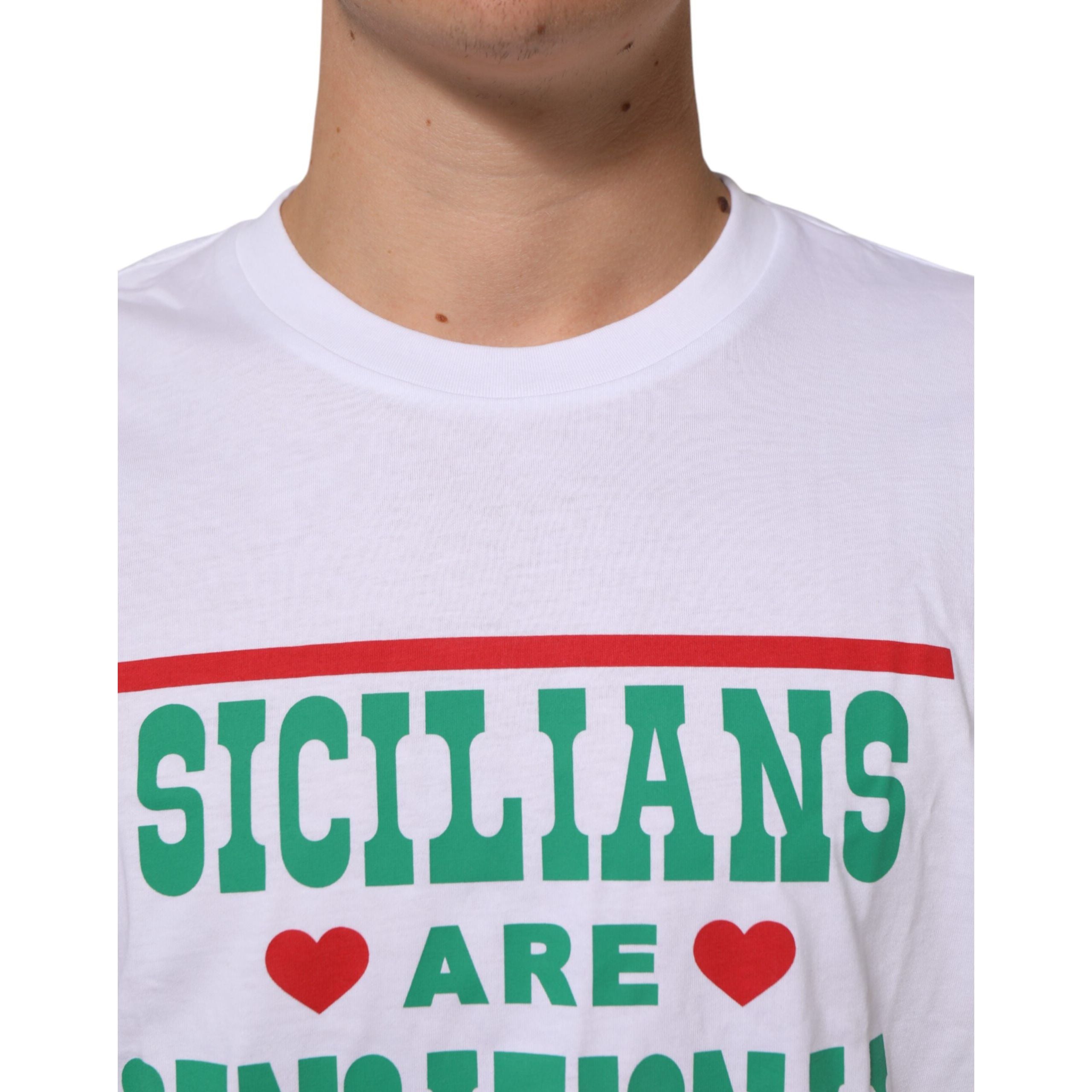 T-shirt Dolce & Gabbana en coton blanc à col rond et imprimé graphique