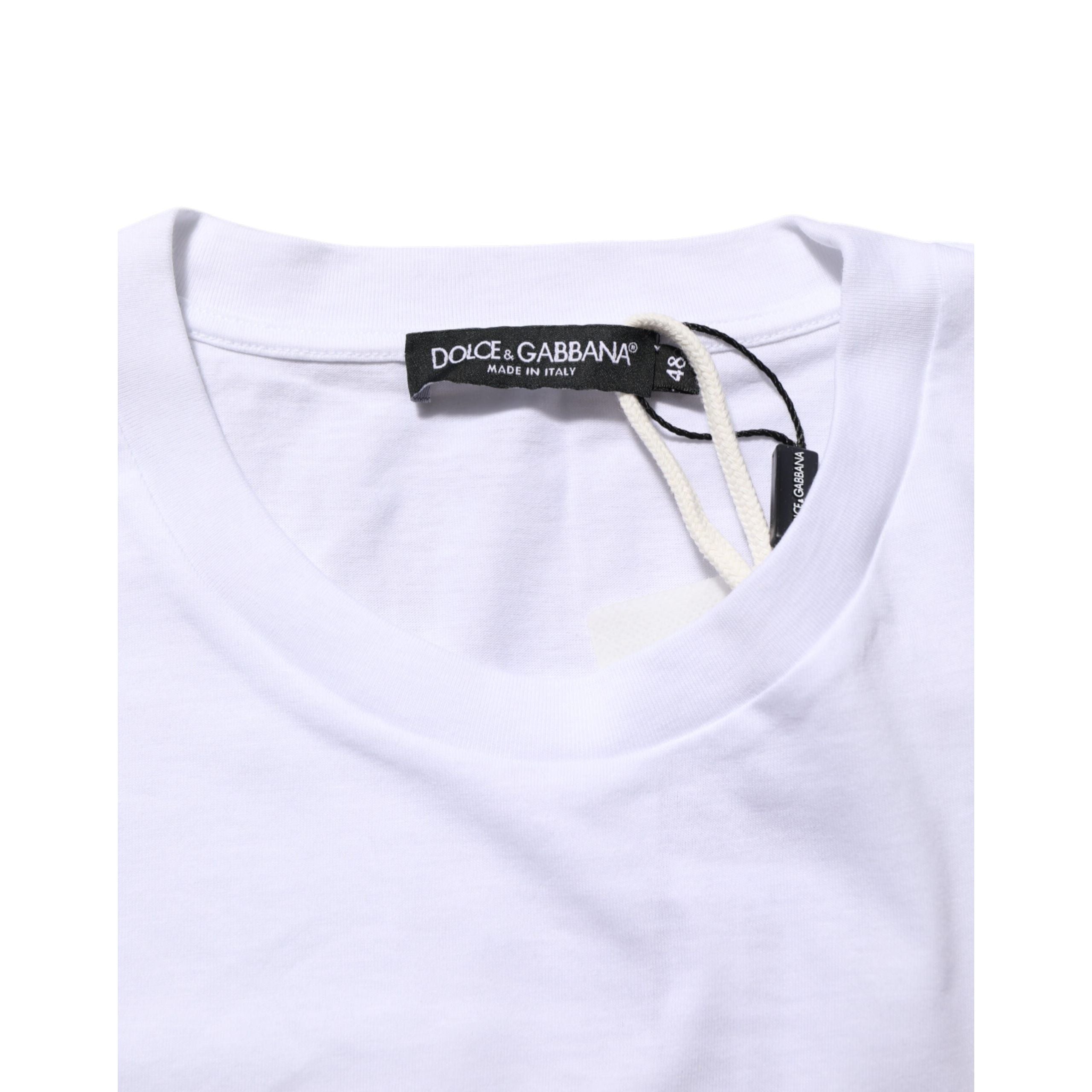 T-shirt Dolce & Gabbana en coton blanc à col rond et imprimé graphique