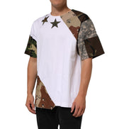 T-shirt homme en coton patchwork camouflage blanc Dolce & Gabbana