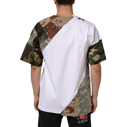 T-shirt homme en coton patchwork camouflage blanc Dolce & Gabbana