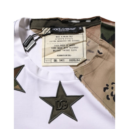 T-shirt homme en coton patchwork camouflage blanc Dolce & Gabbana