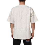 T-shirt da uomo girocollo in cotone bianco con stampa logo Dolce & Gabbana