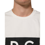 T-shirt da uomo girocollo in cotone bianco con stampa logo Dolce & Gabbana