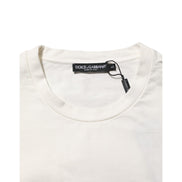 T-shirt da uomo girocollo in cotone bianco con stampa logo Dolce & Gabbana