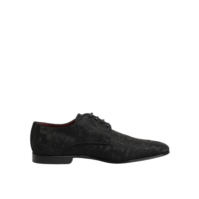 Scarpe eleganti stringate Derby da uomo Dolce & Gabbana in broccato nero