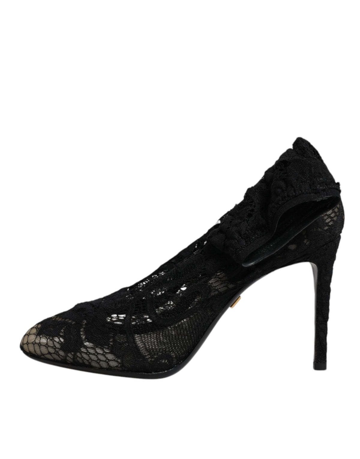 Dolce & Gabbana Black Lace Mid-Calf Heeled Boots