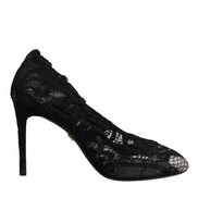 Dolce & Gabbana Black Lace Mid-Calf Heeled Boots