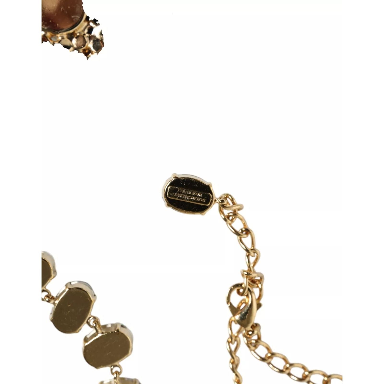 Collana Dolce & Gabbana in ottone dorato con catena a maglie e petali di rosa in cristallo