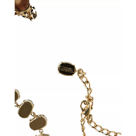 Collana Dolce & Gabbana in ottone dorato con catena a maglie e petali di rosa in cristallo