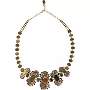 Collana Dolce & Gabbana in ottone dorato con catena a maglie e petali di rosa in cristallo