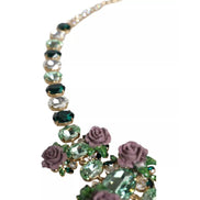 Collana Dolce & Gabbana in ottone dorato con catena a maglie e petali di rosa in cristallo