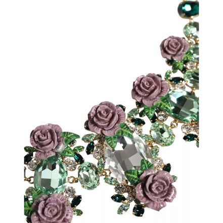 Collana Dolce & Gabbana in ottone dorato con catena a maglie e petali di rosa in cristallo
