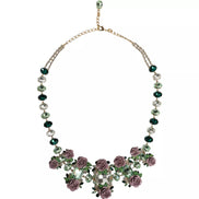 Collana Dolce & Gabbana in ottone dorato con catena a maglie e petali di rosa in cristallo