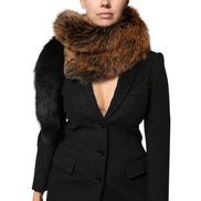 Écharpe cachemire chauffe-cou en fourrure de renard roux marron Dolce & Gabbana