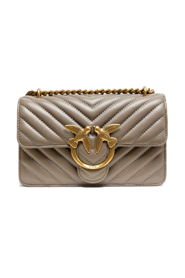 PINKO Grey Love One Mini Chevron Shoulder Bag