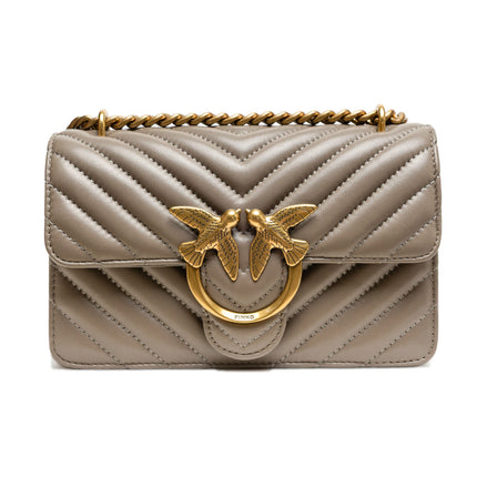 PINKO Grey Love One Mini Chevron Shoulder Bag