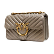 PINKO Grey Love One Mini Chevron Shoulder Bag