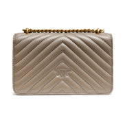 PINKO Grey Love One Mini Chevron Shoulder Bag