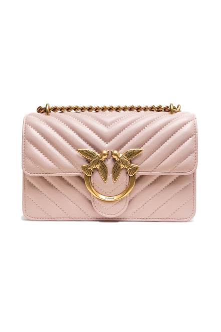PINKO Powder Pink Love One Mini Chevron Shoulder Bag