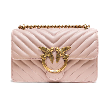 PINKO Powder Pink Love One Mini Chevron Shoulder Bag