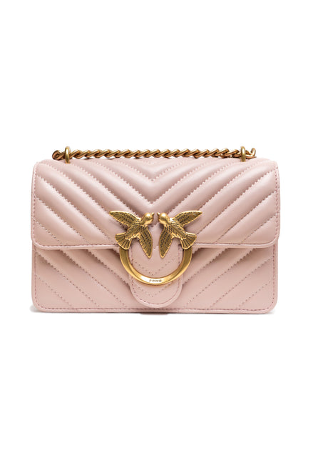 PINKO Powder Pink Love One Mini Chevron Shoulder Bag