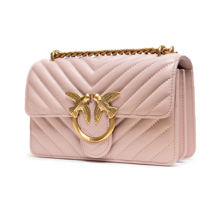 PINKO Powder Pink Love One Mini Chevron Shoulder Bag
