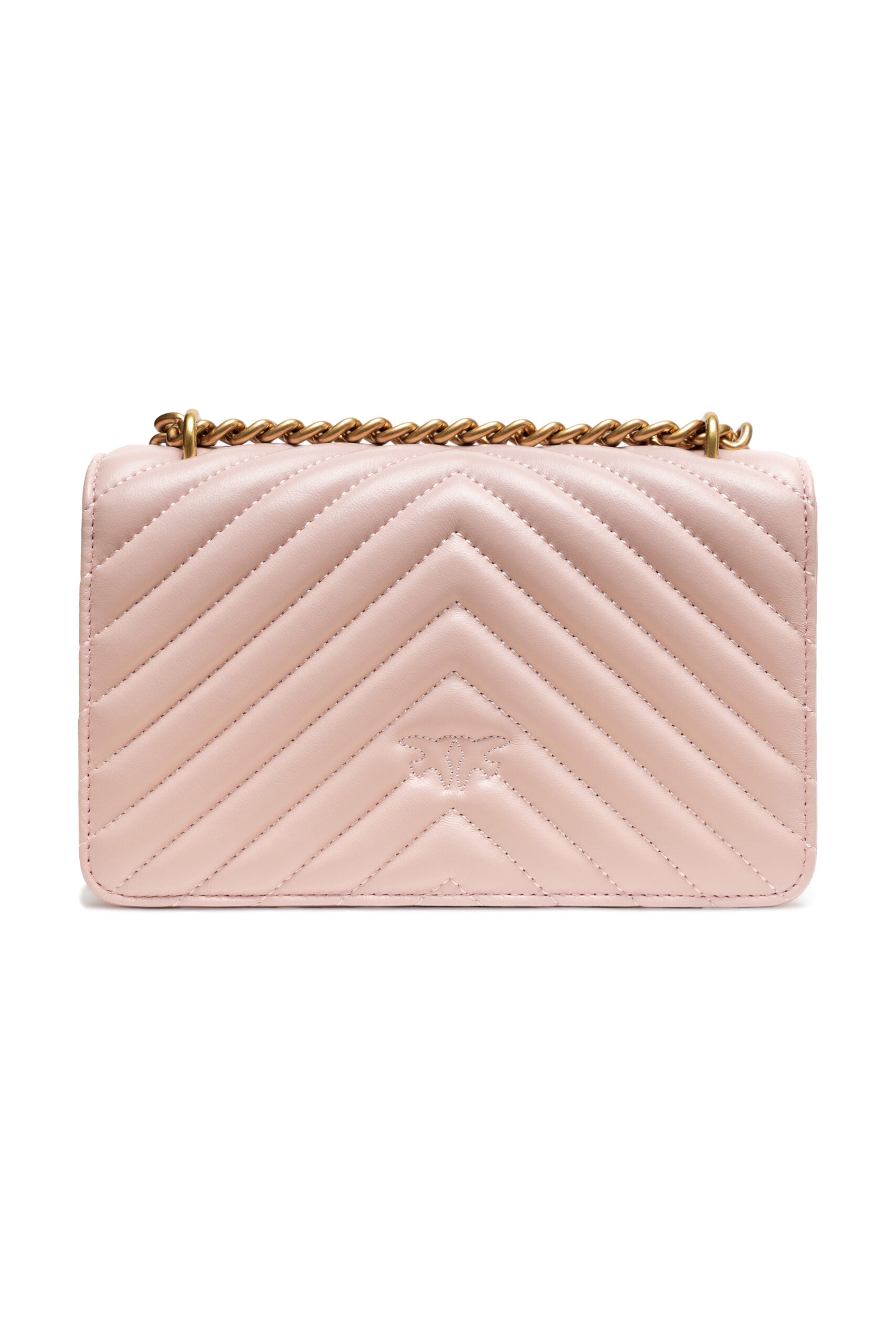 PINKO Powder Pink Love One Mini Chevron Shoulder Bag