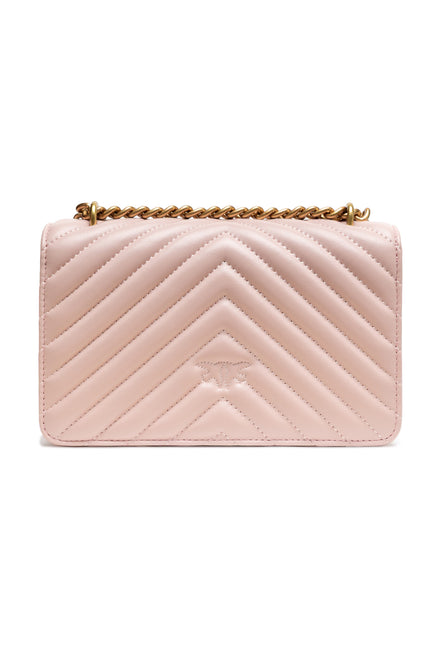 PINKO Powder Pink Love One Mini Chevron Shoulder Bag