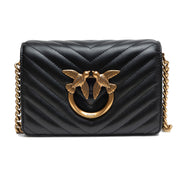 PINKO Black Love Click Mini Chevron Shoulder Bag