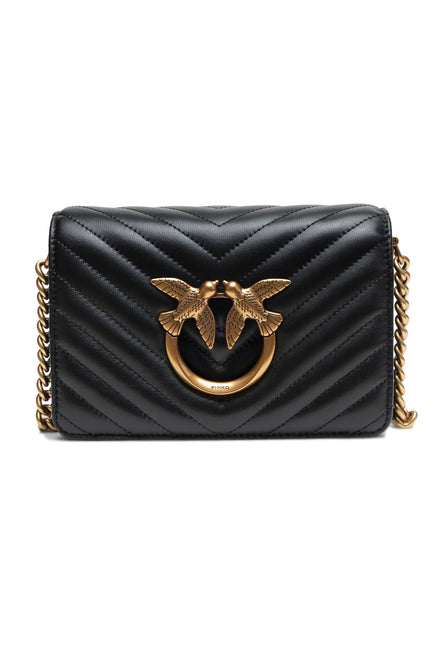 PINKO Black Love Click Mini Chevron Shoulder Bag