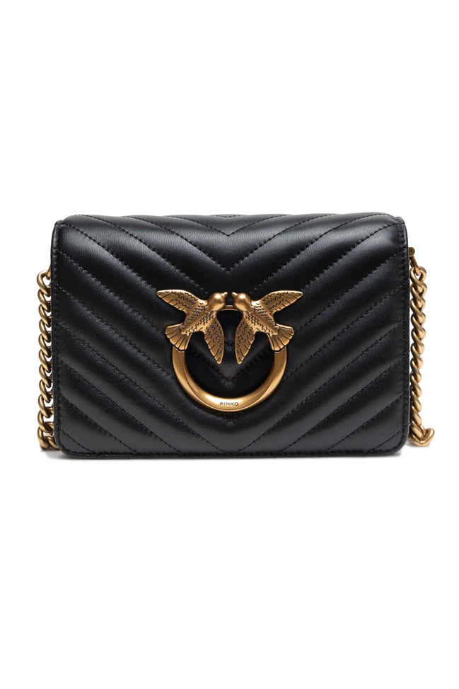 PINKO Black Love Click Mini Chevron Shoulder Bag