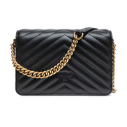 PINKO Black Love Click Mini Chevron Shoulder Bag