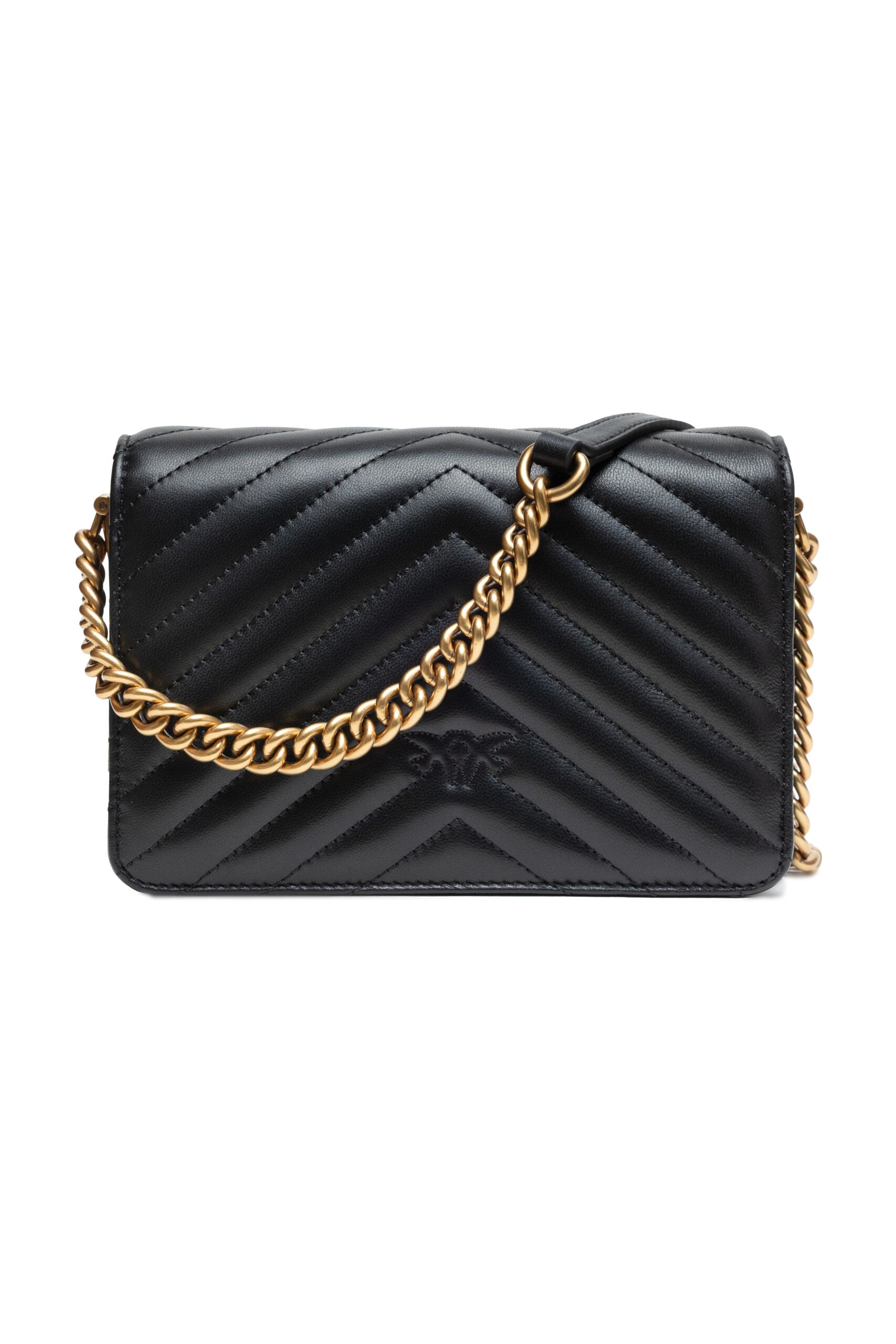 PINKO Black Love Click Mini Chevron Shoulder Bag