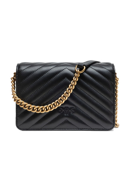 PINKO Black Love Click Mini Chevron Shoulder Bag