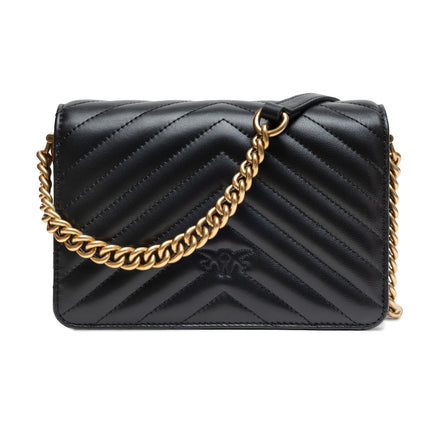 PINKO Black Love Click Mini Chevron Shoulder Bag