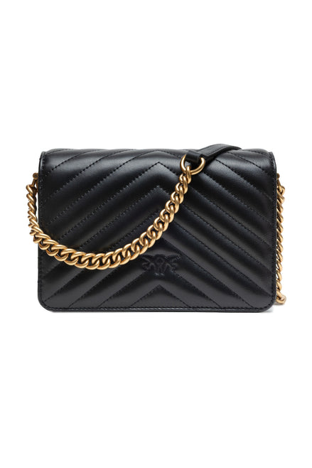 PINKO Black Love Click Mini Chevron Shoulder Bag