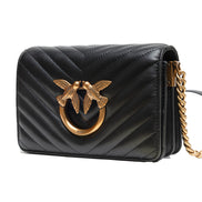 PINKO Black Love Click Mini Chevron Shoulder Bag