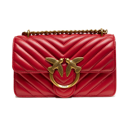 PINKO Red Love One Mini Chevron Shoulder Bag